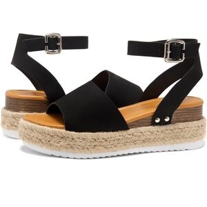 Black Wedge Sandals